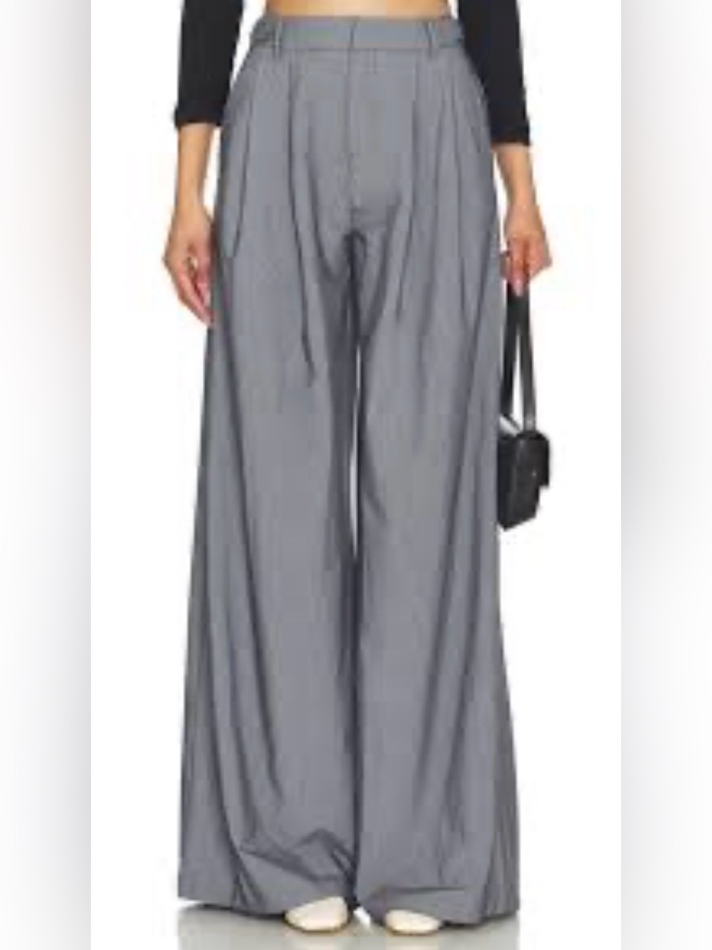 NWT Lovers + Friends Raissa Wide-Leg Gray Pleated Trousers size Small